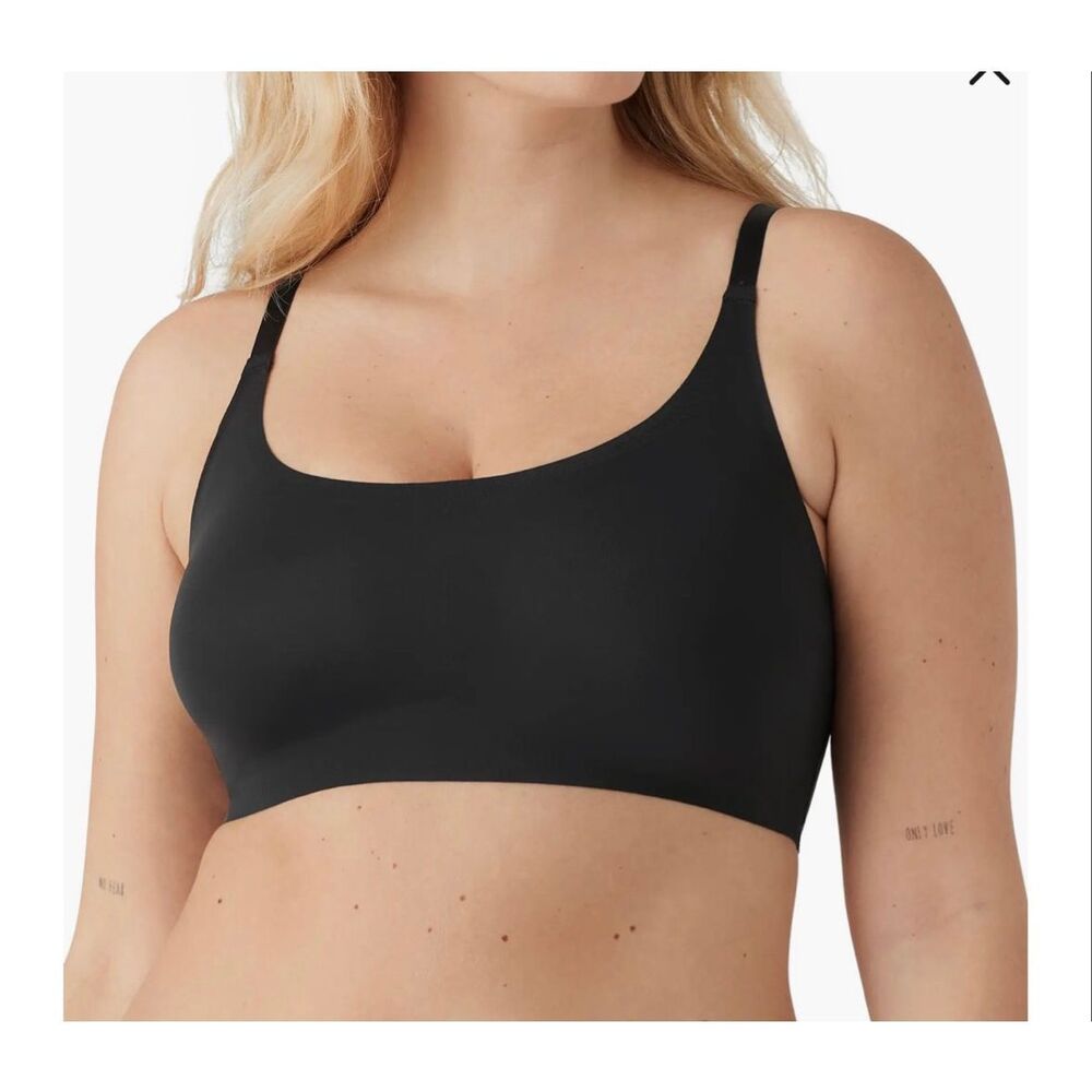 True & Co $52 True Body Boost Scoop Neck Bra Black Large NEW